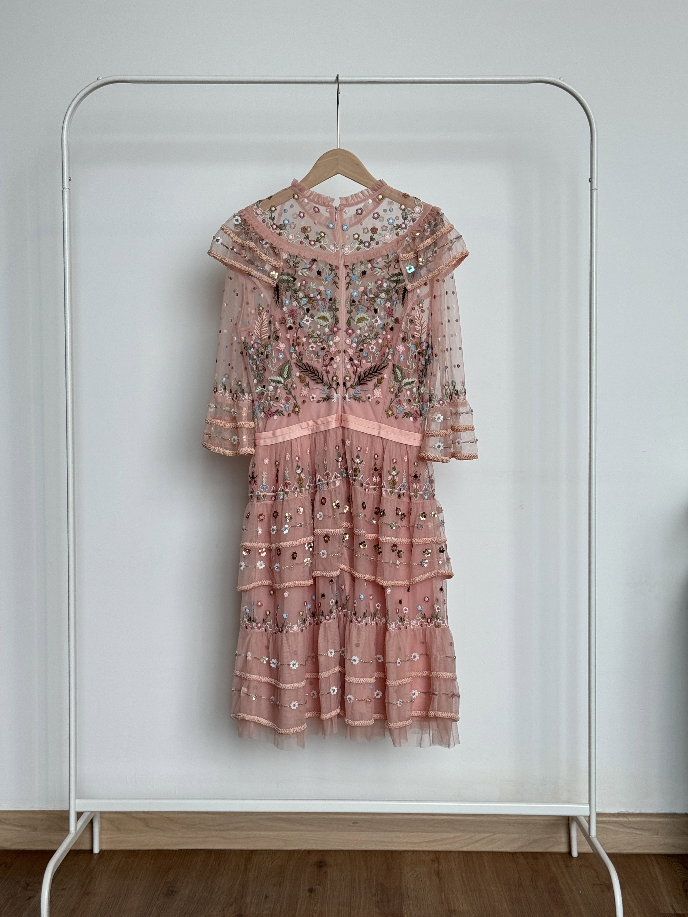Premium Quality Sequin Embroidered Midi Dress in Peach_1