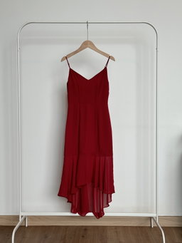 Room8008 Fishtail Bodycon Midi Dres in Maroon