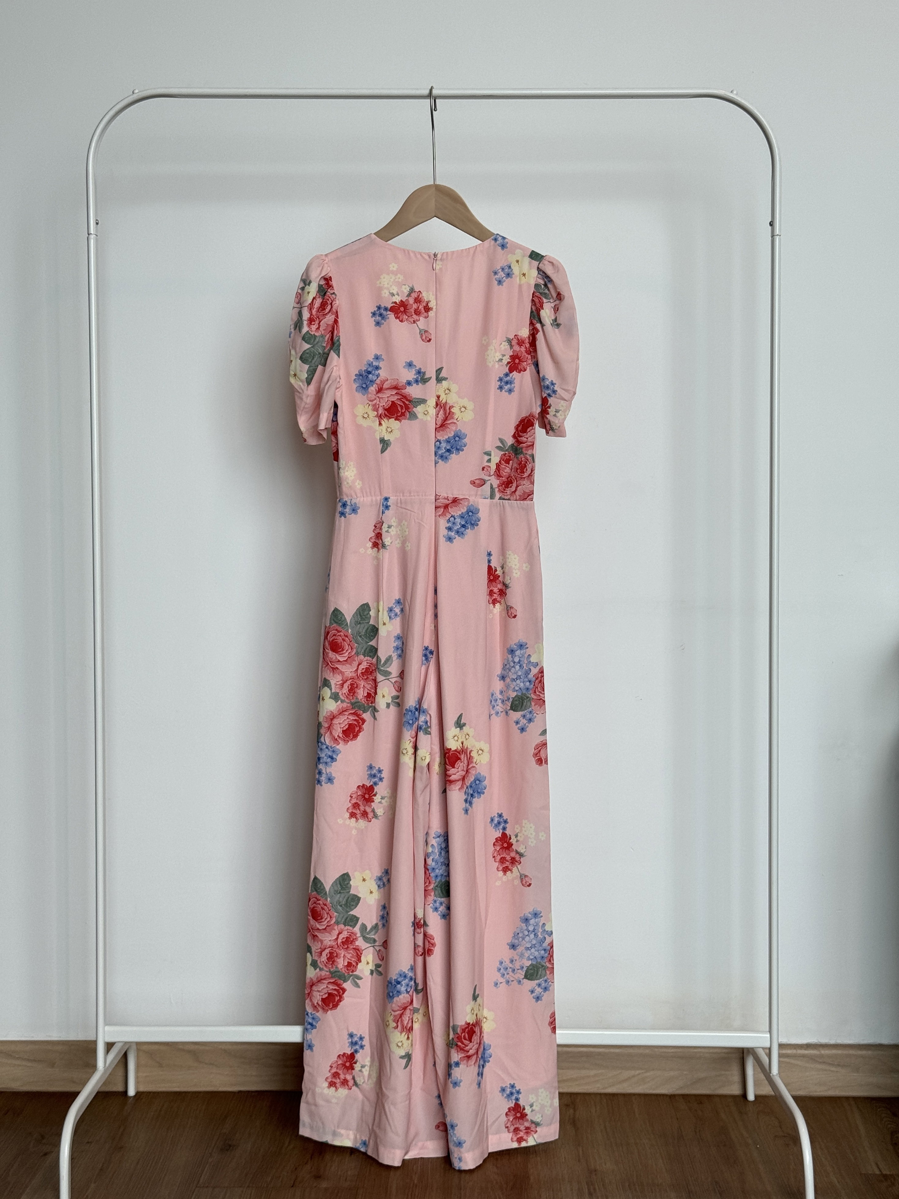 Room8008 Floral Puff Sleeve Jumpsuit in Peach_1