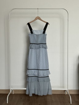 MDS Maxi Frill Dress in Baby Blue