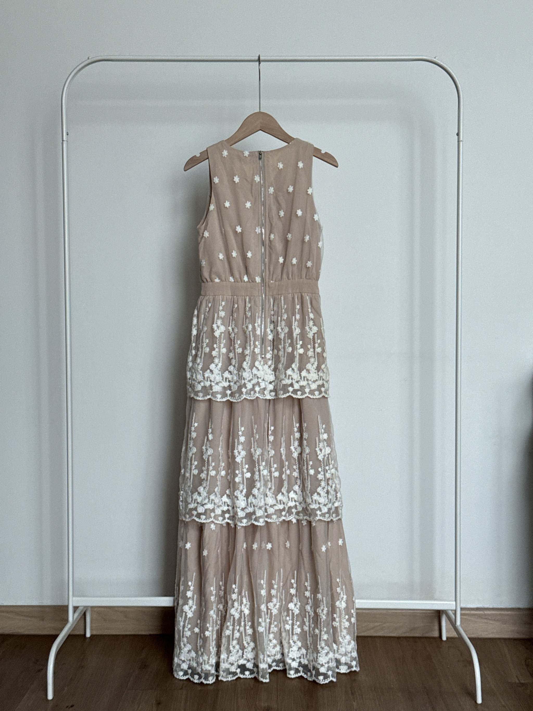 The Closet Lover Layered Lace Maxi Dress in Nude Colour_1
