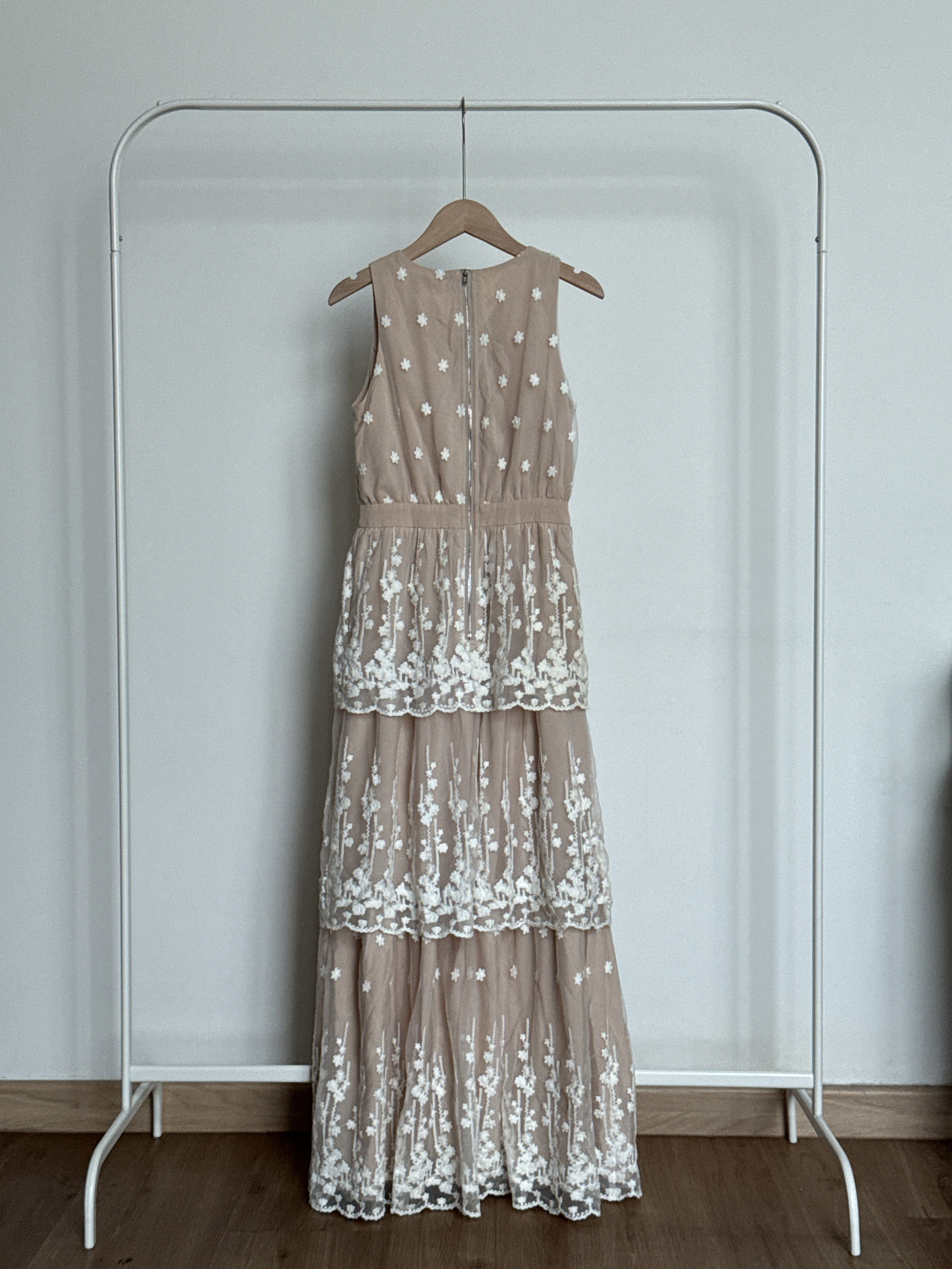 The Closet Lover Layered Lace Maxi Dress in Nude Colour_1