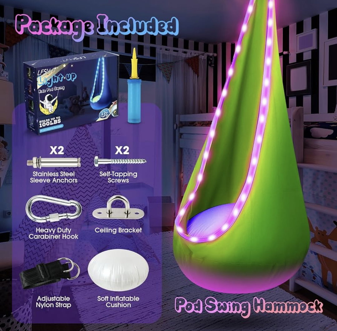 Sensory Pod swing with Led Lights - Nylon