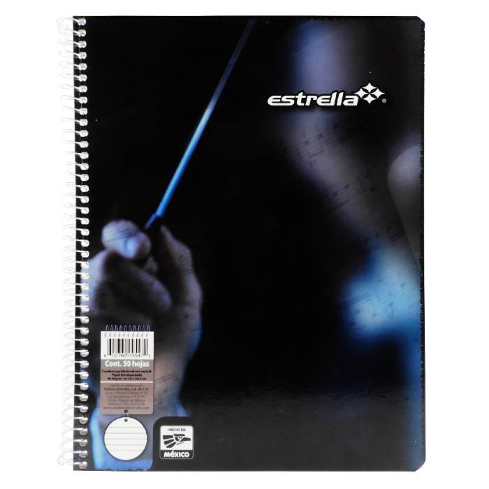 Cuaderno Pautado Profesional Estrella 50hj Espiral Metalico Sencillo_0