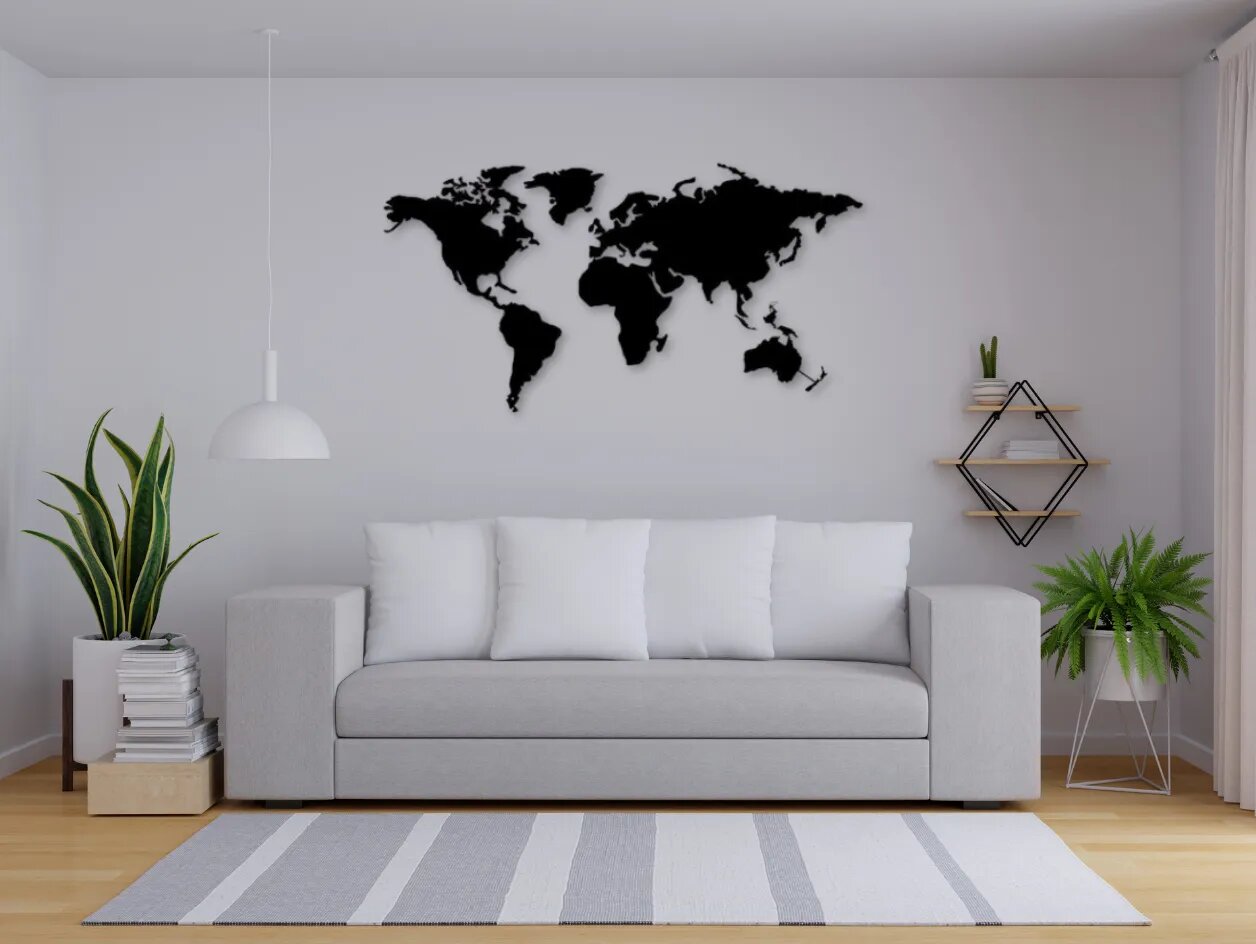 لوحة جدارية بلاستيكية بتصميم خريطة العالم_0