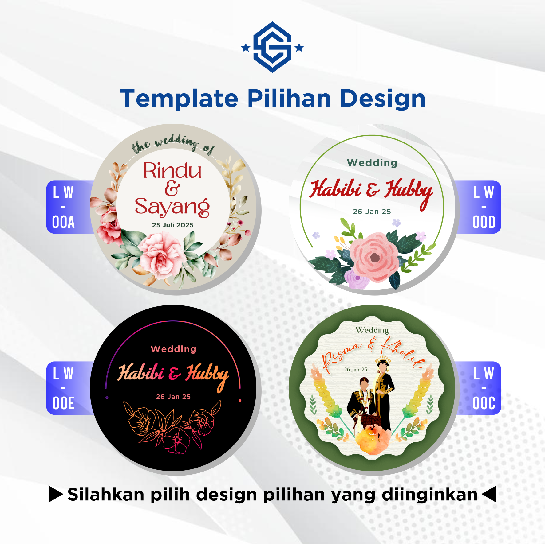 Sticker wedding bulat Print stiker souvenir pernikahan tunangan_3