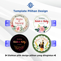 Sticker wedding bulat Print stiker souvenir pernikahan tunangan