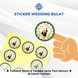 Sticker wedding bulat Print stiker souvenir pernikahan tunangan