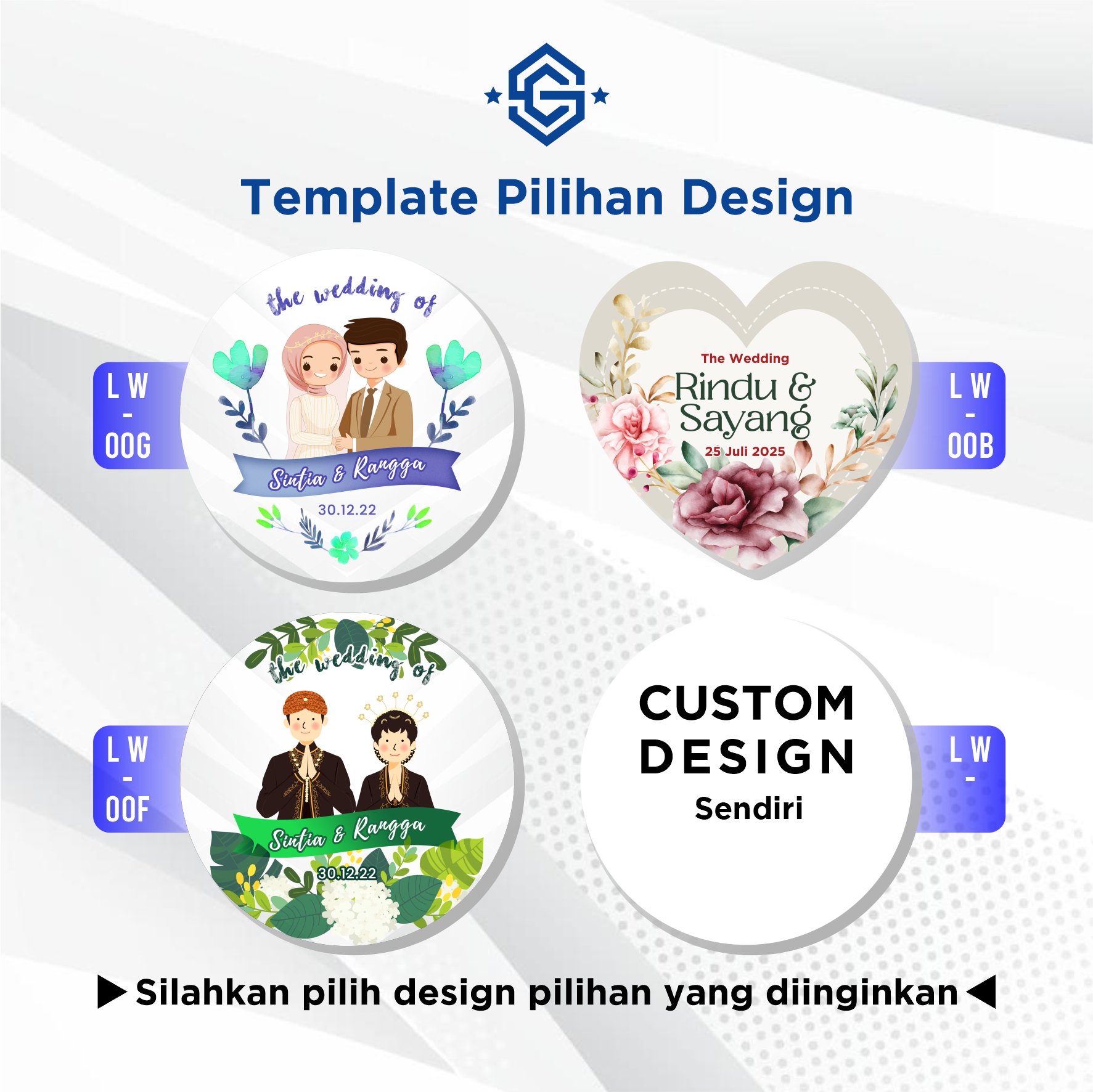 Sticker wedding bulat Print stiker souvenir pernikahan tunangan_2