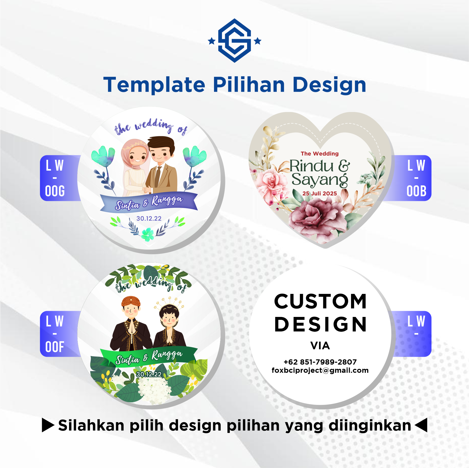Sticker wedding bulat Print stiker souvenir pernikahan tunangan_1
