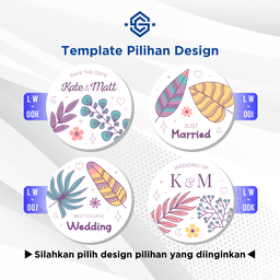 Sticker wedding bulat Print stiker souvenir pernikahan tunangan