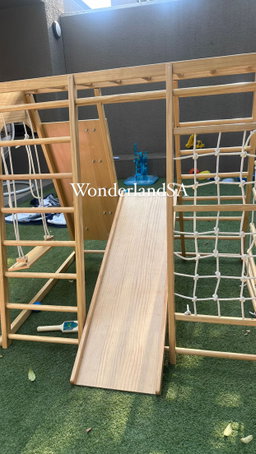 Large Outdoor wooden jungle gym set - Varnished 