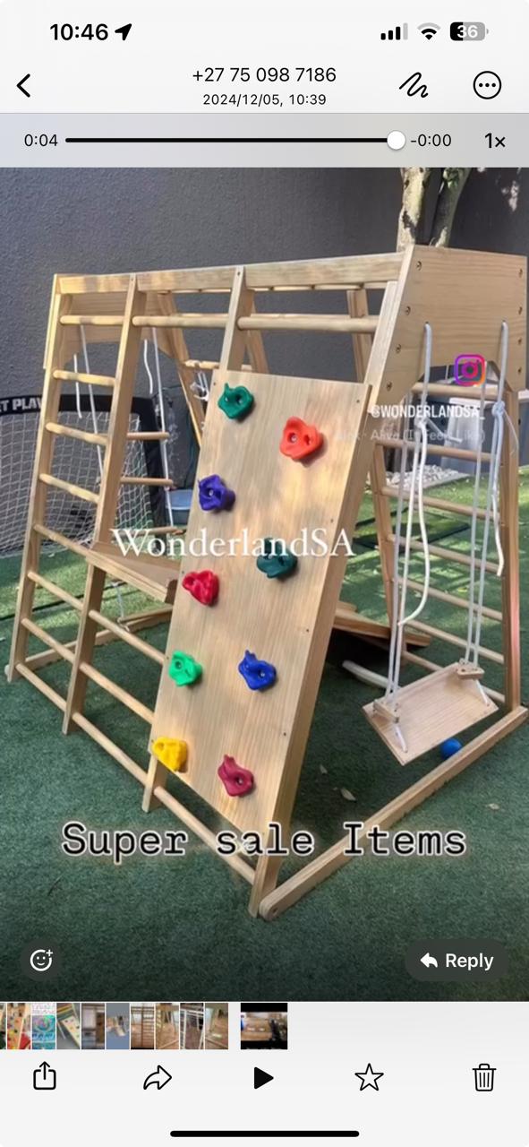 Large Outdoor wooden jungle gym set - Varnished
