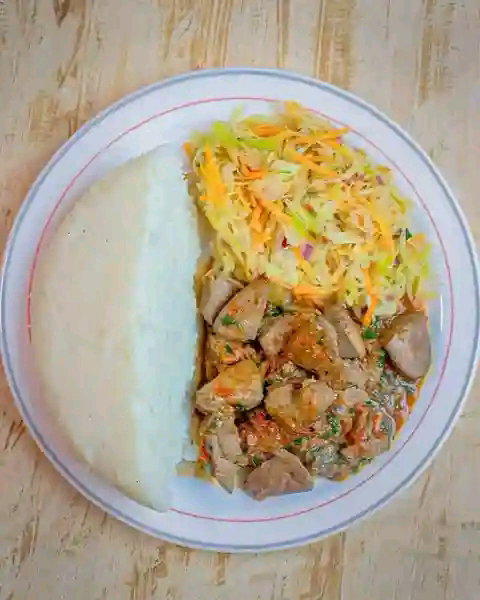 ugali with matumbo and greens 