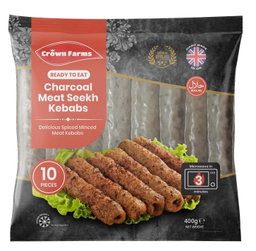 Crown Chicken Charcoal seekh Kebab 10 Pcs* 8 Pkt