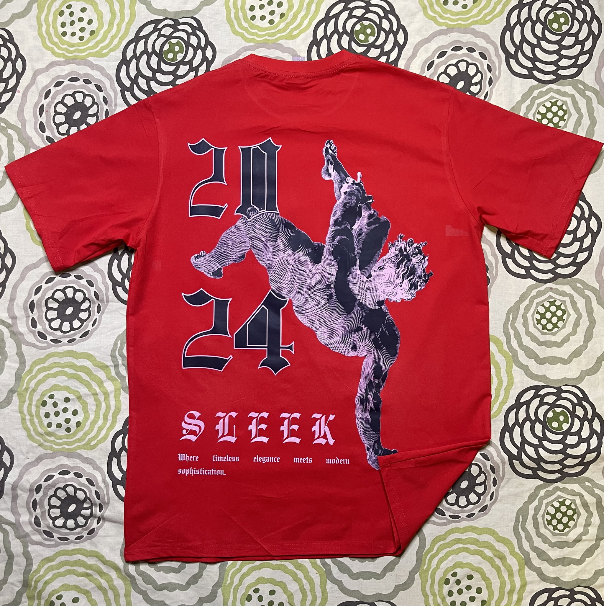 Red street wear T-shirt featuring a sleek design at the back_1