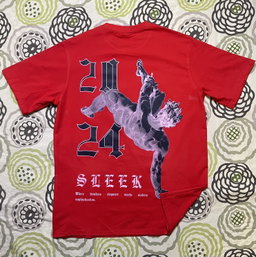 Red street wear T-shirt featuring a sleek design at the back