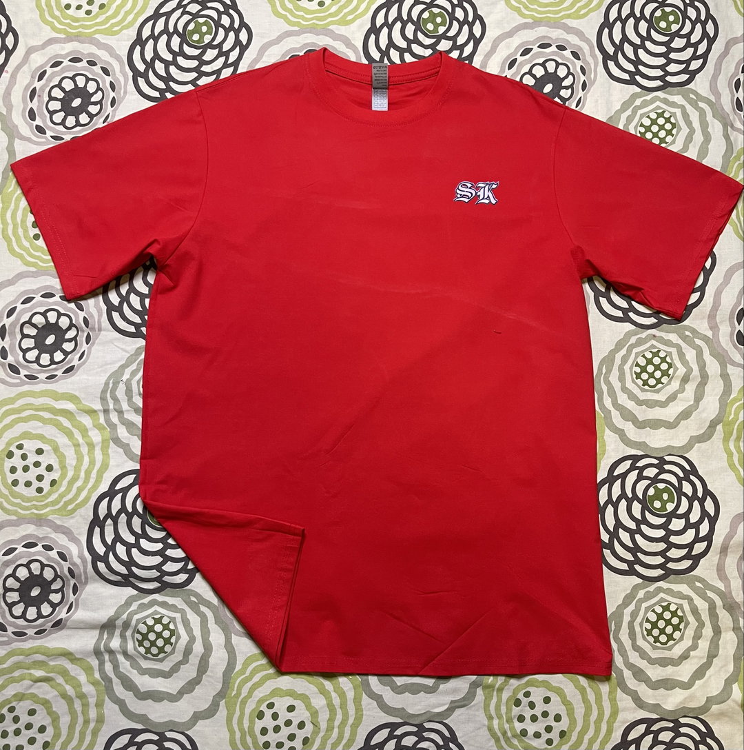 Red street wear T-shirt featuring a sleek design at the back