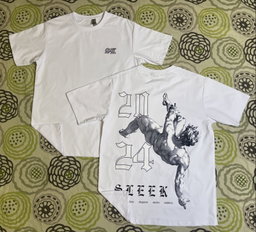 A white street wear T-shirt featuring a sleek design 