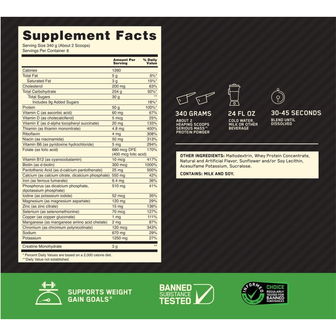 Serious Mass vainilla 6lbs OPTIMUM NUTRITION_1