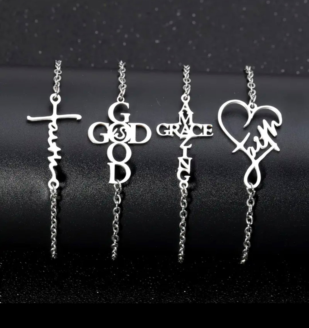 Ladies stainless steel Faith bracelet 