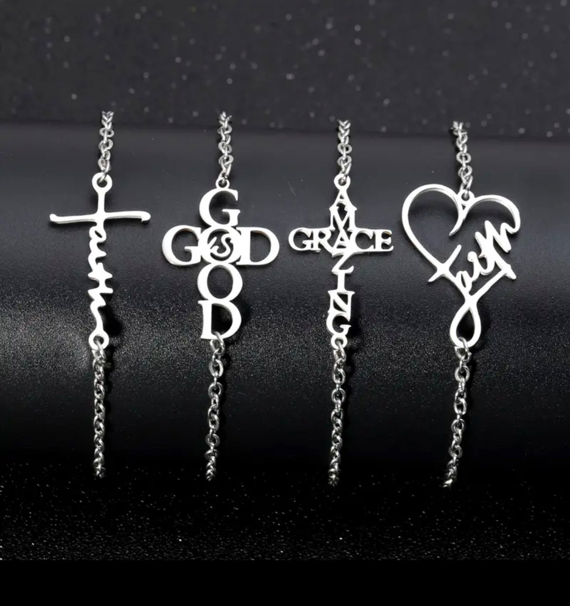 Ladies stainless steel Faith bracelet _0