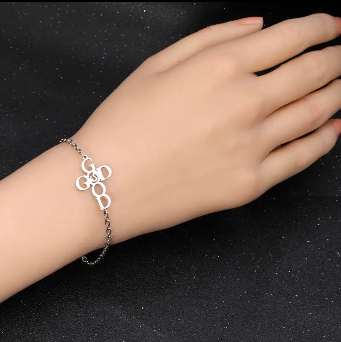 Ladies stainless steel Faith bracelet _1