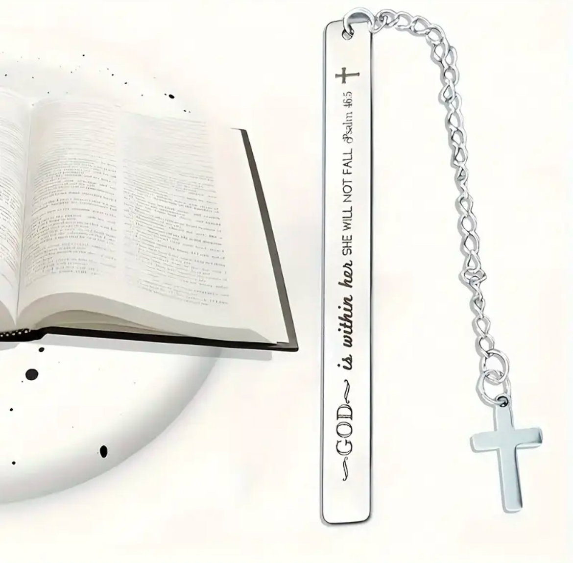 God is within her Stainless Steel Bible Verse Bookmark_1