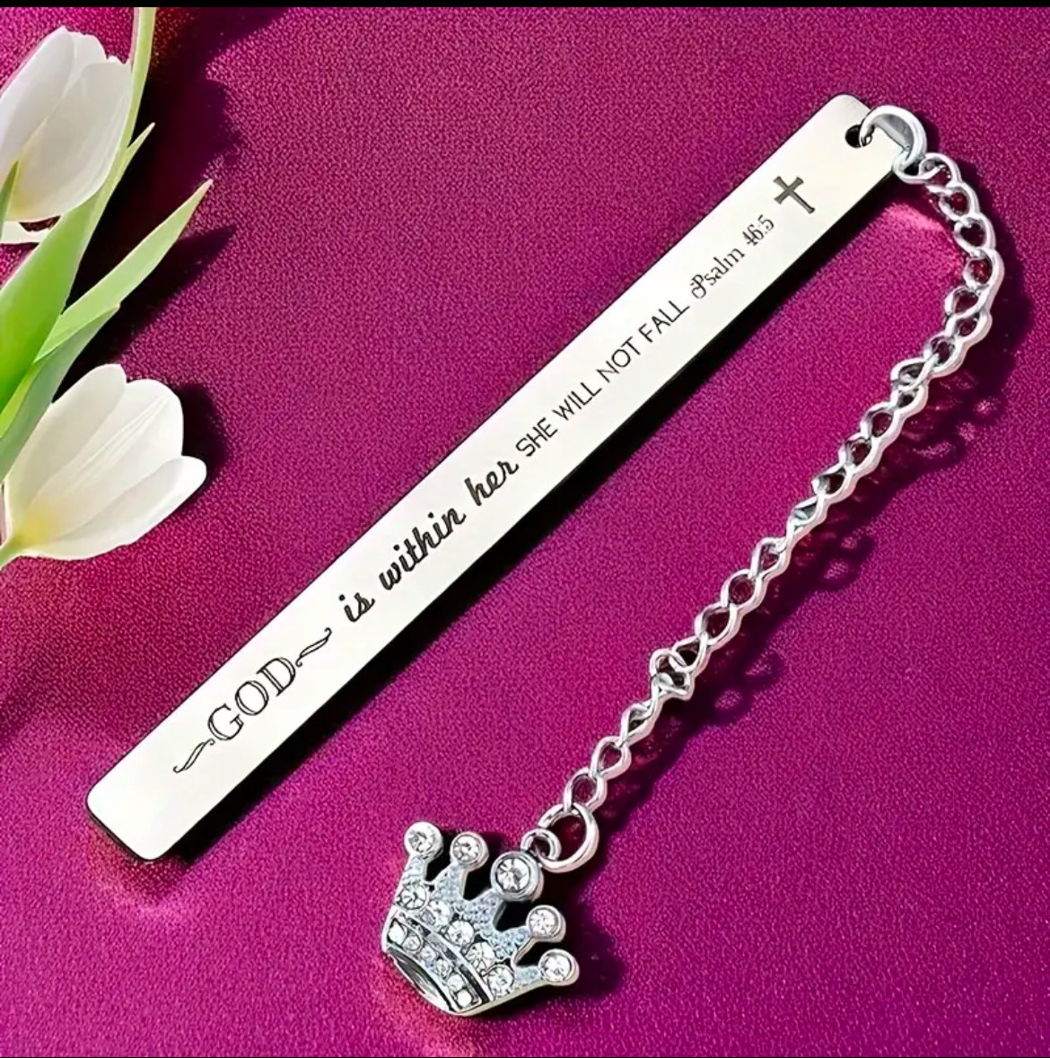 God is within her Stainless Steel Bible Verse Bookmark_2