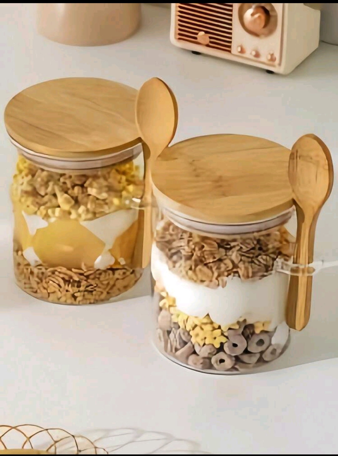 Small Overnight Oat/Yogurt Jar with Lid & Spoon