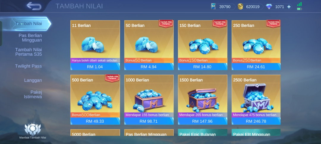 EVENT FIRST RECHARGE 
