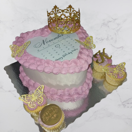 8-inch Double Layer Heart Crown Cake Combo_0