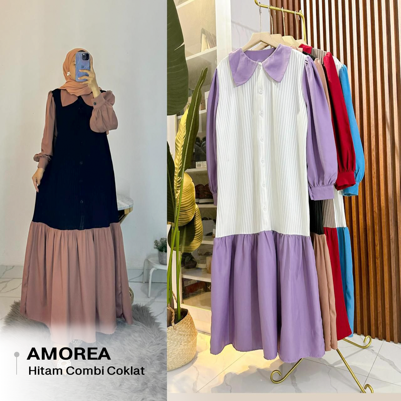 Amorea Dress Bahan Knit Mix Shakila_0