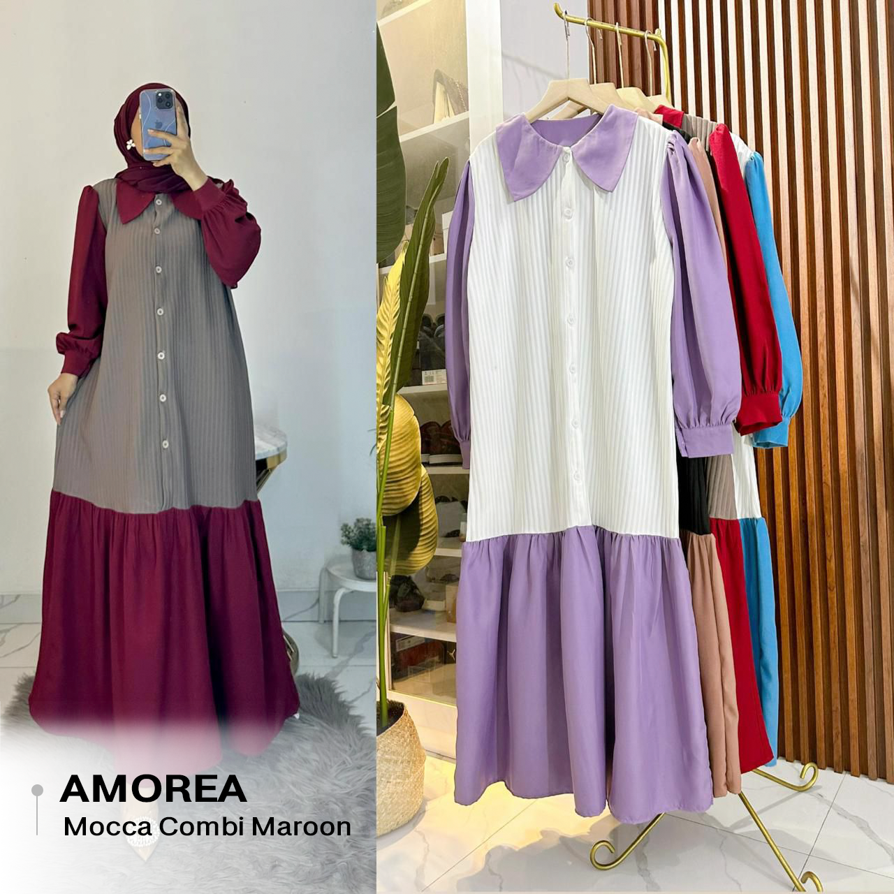 Amorea Dress Bahan Knit Mix Shakila_1