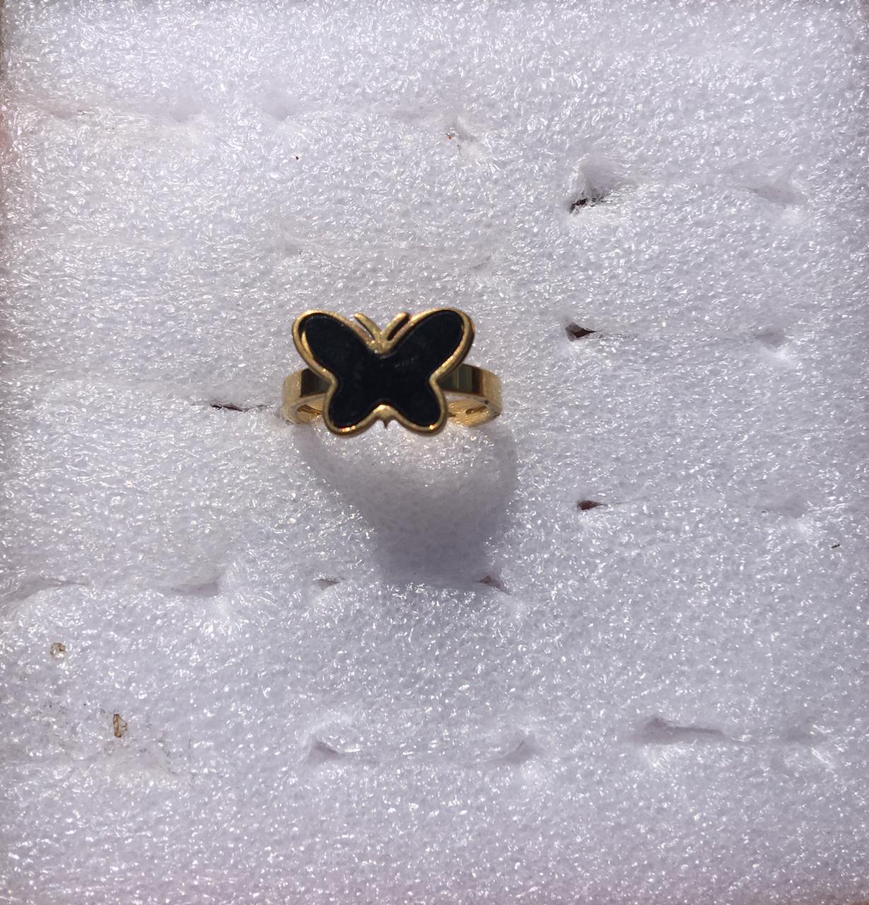 Gold Onyx Butterfly Ring_0