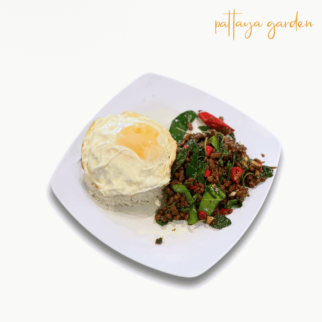 Minced Beef with Basil Leaves With Rice & Egg