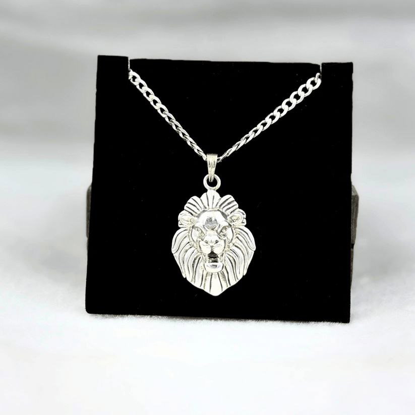 Silver 925 King of Animals Pendant with Chain for Men