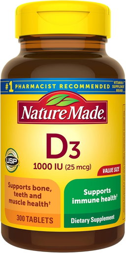 Nature Made Vitamin D3 1000 IU - 300 Tablets