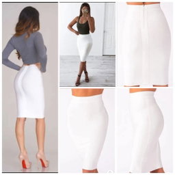 Jupe Bandage Blanc à Zip