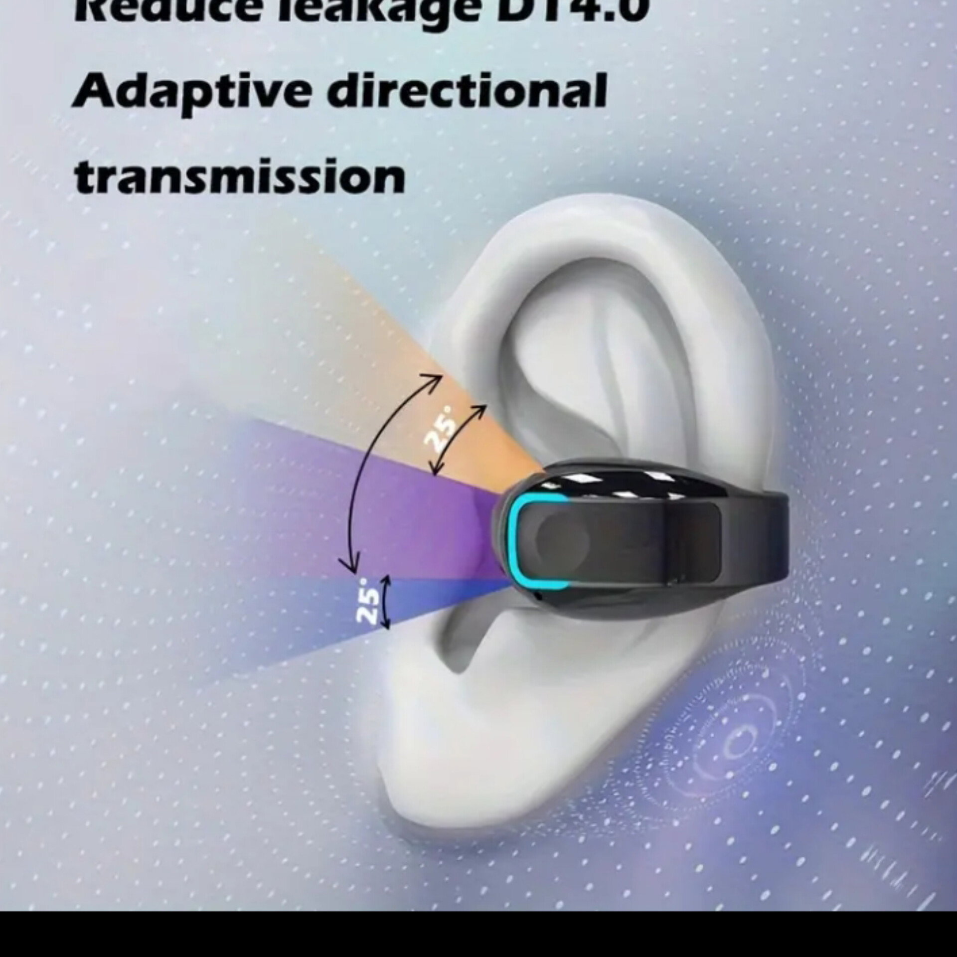 1pc wireless earphones with clip-on ears,comfortable wear,touch control,volume control,condenser microphone,rechargeable lithium battery,USB Charging,Compatible with cellphones_2