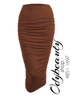 Jupe crayon longue à taille haute crepés latérales 