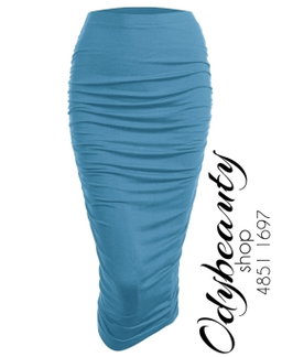 Jupe crayon longue à taille haute crepés latérales 
