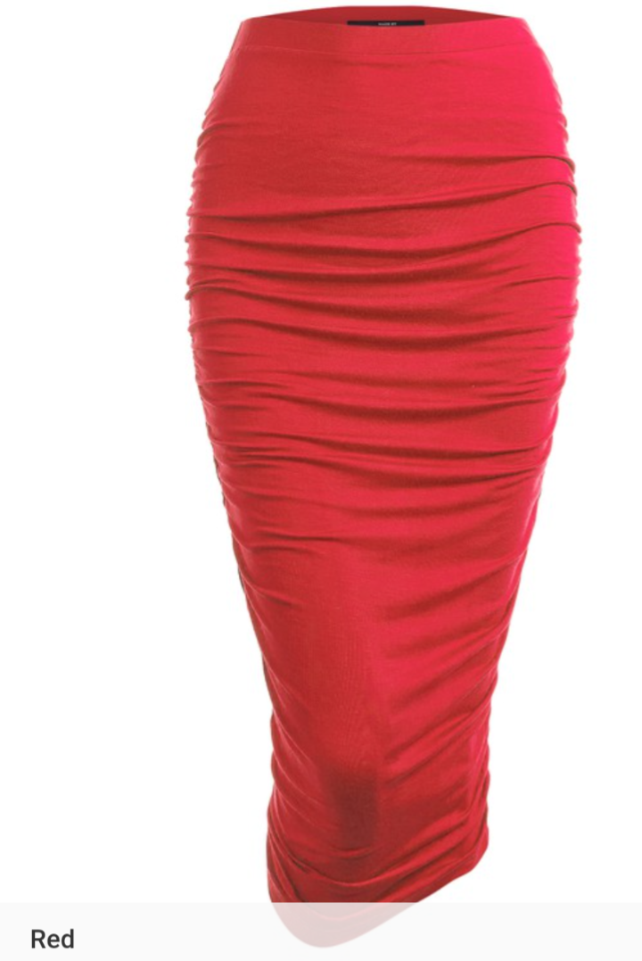 Jupe crayon longue à taille haute crepés latérales _17