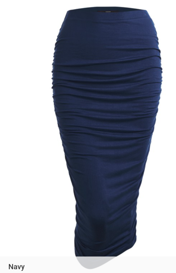 Jupe crayon longue à taille haute crepés latérales _19