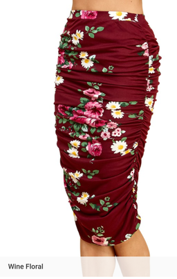 Jupe crayon longue à taille haute crepés latérales 