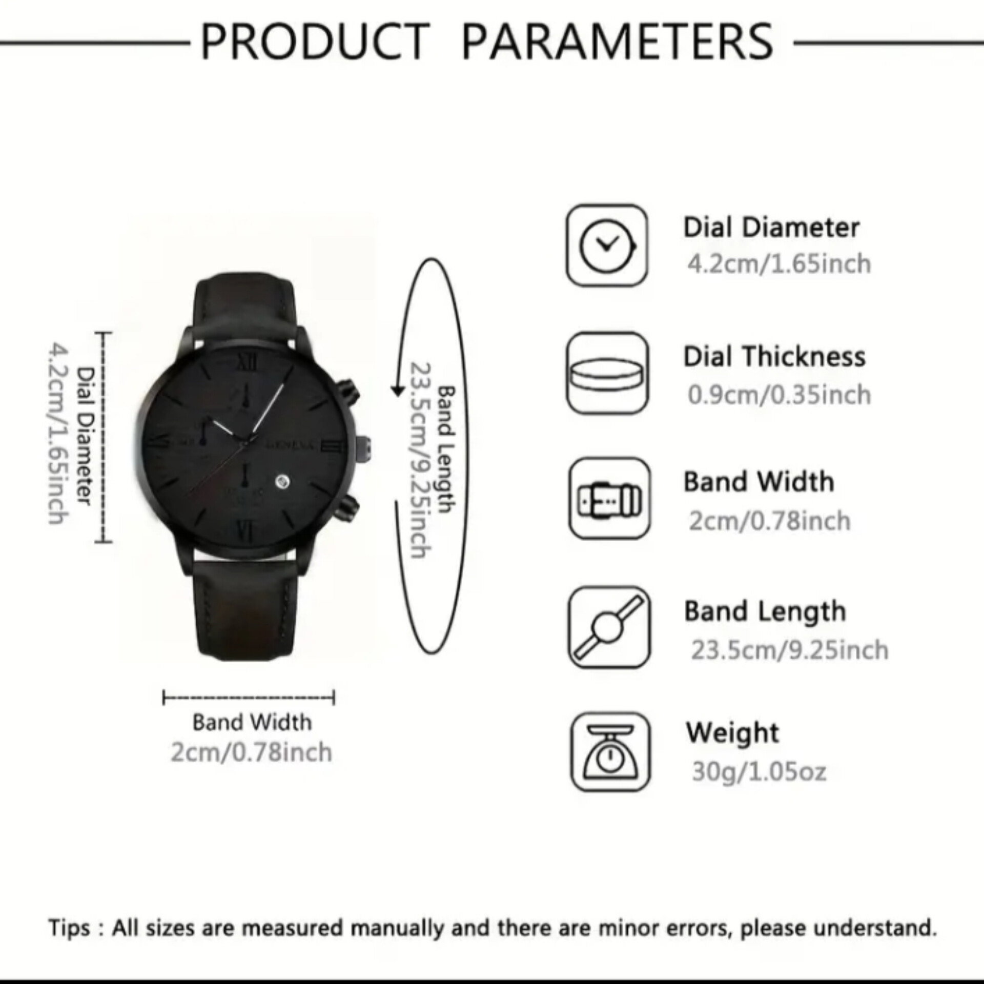 1pc geneva men's quartz watch,round alloy case,analog display,with date feature,PU leather strap,battery powered(button baattery),for valentine's, Easter,Ramadan,Birthday,Christmas Gifts_2