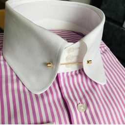 pink stripped highcollar