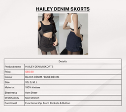 HAILEY DENIM SKORTS (BLACK)