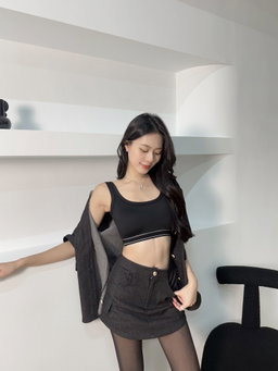 HAILEY DENIM SKORTS (BLACK)
