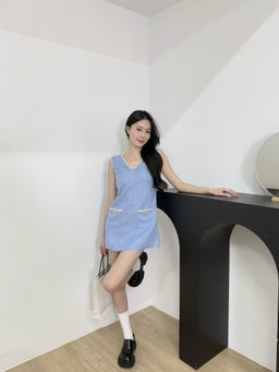 KHOLE TWEED DRESS (BLUE)